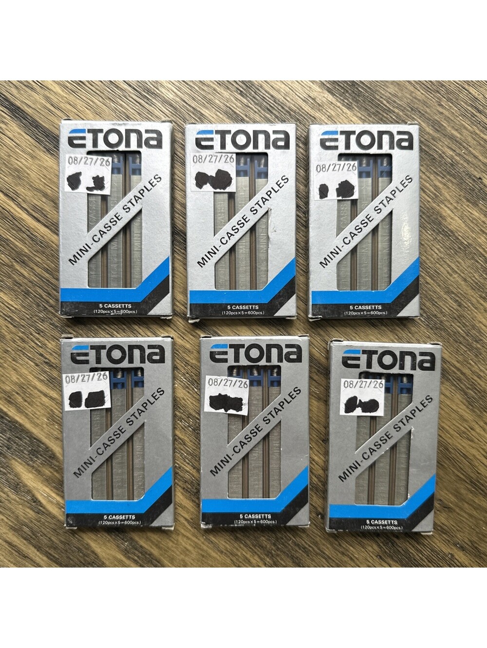 ETONA Mini-Casse Silver Staples QTY 6 (3600 Staples) NOS Japan